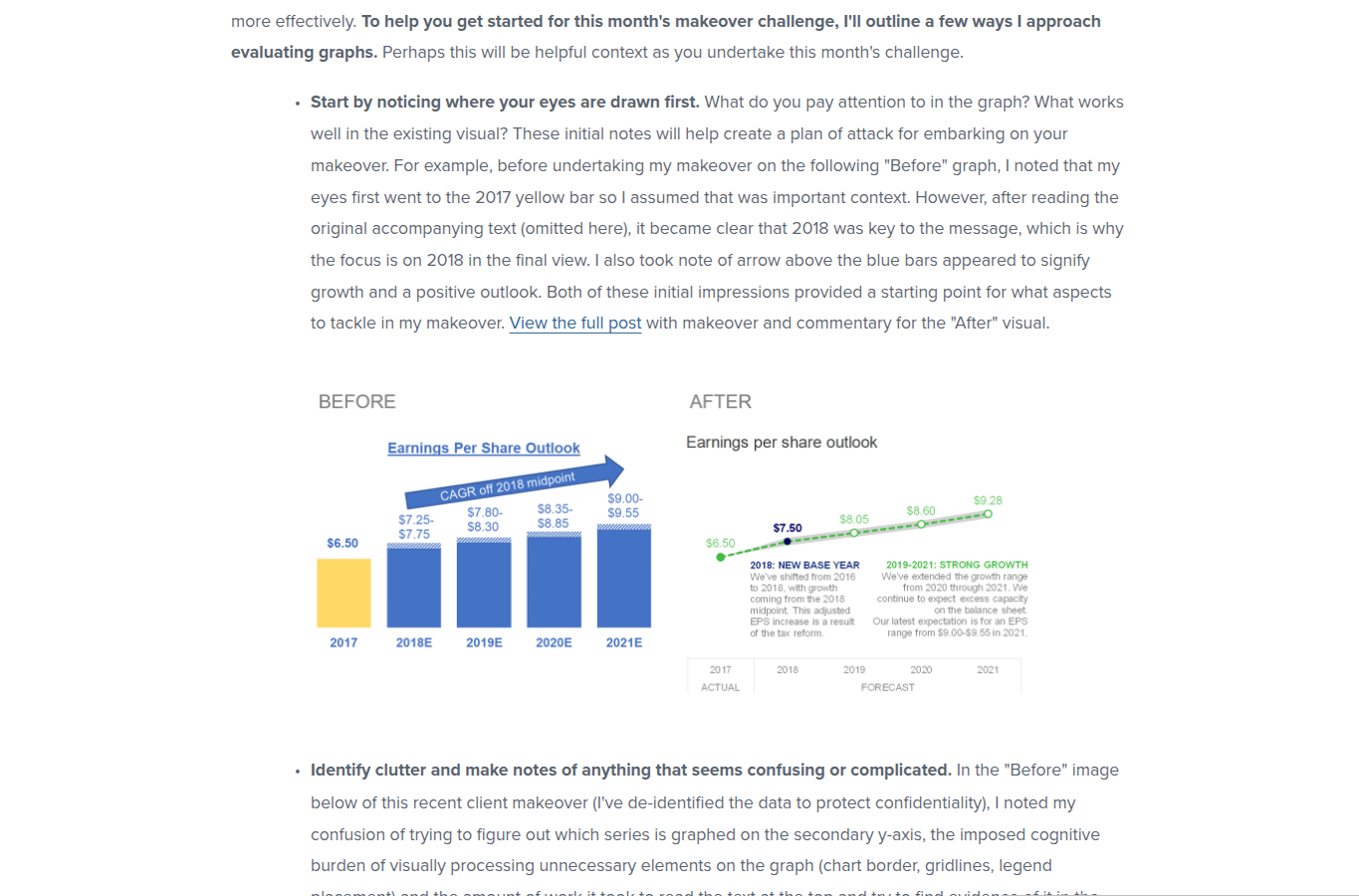 Screenshot of a Storytelling With Data graph makeover challenge