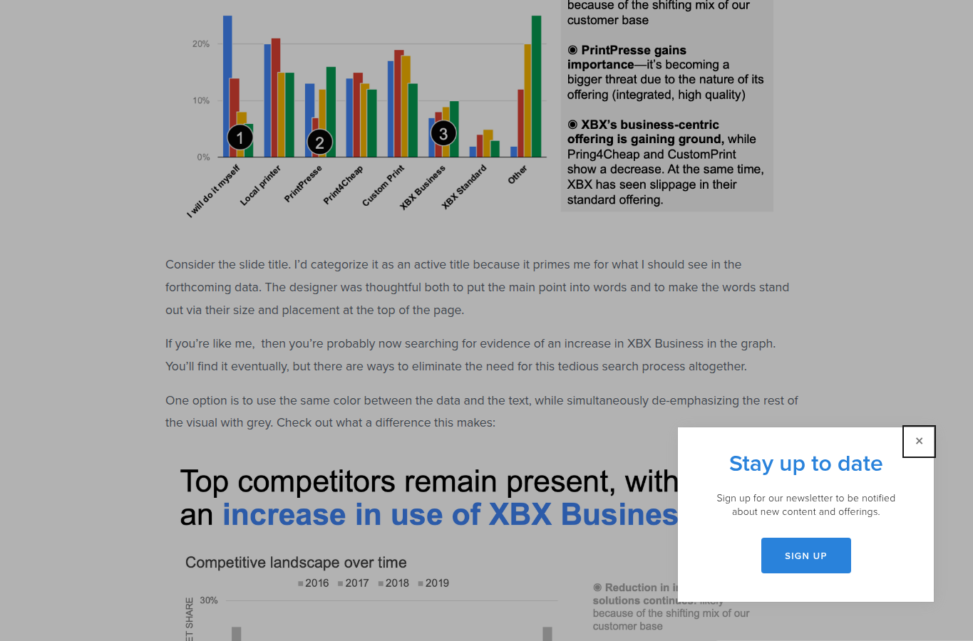 Screenshot of Storytelling With Data slide title makeover article